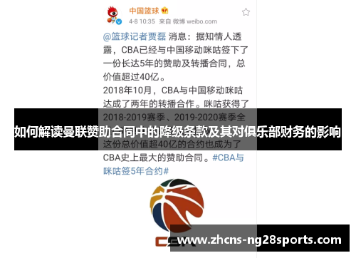 如何解读曼联赞助合同中的降级条款及其对俱乐部财务的影响
